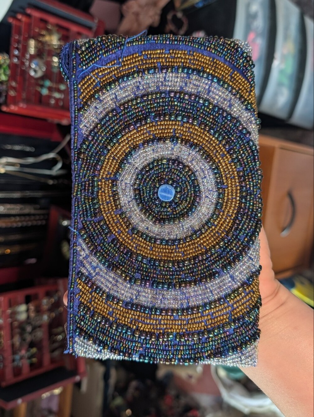 Multicoloured Beaded Clutch w/ Zipper Closure